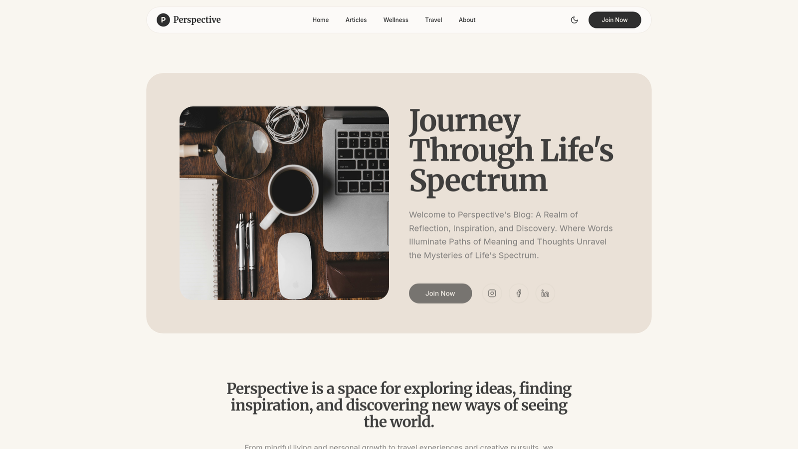 Screenshot of Personal blog